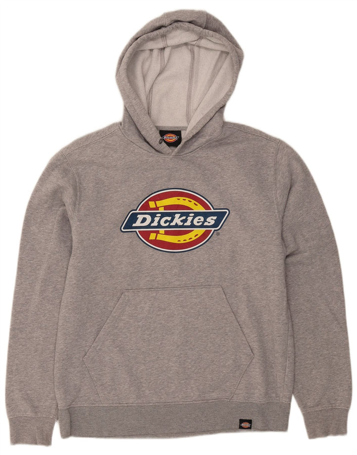 DICKIES Mens Graphic Hoodie Jumper Medium Grey Flecked Cotton
