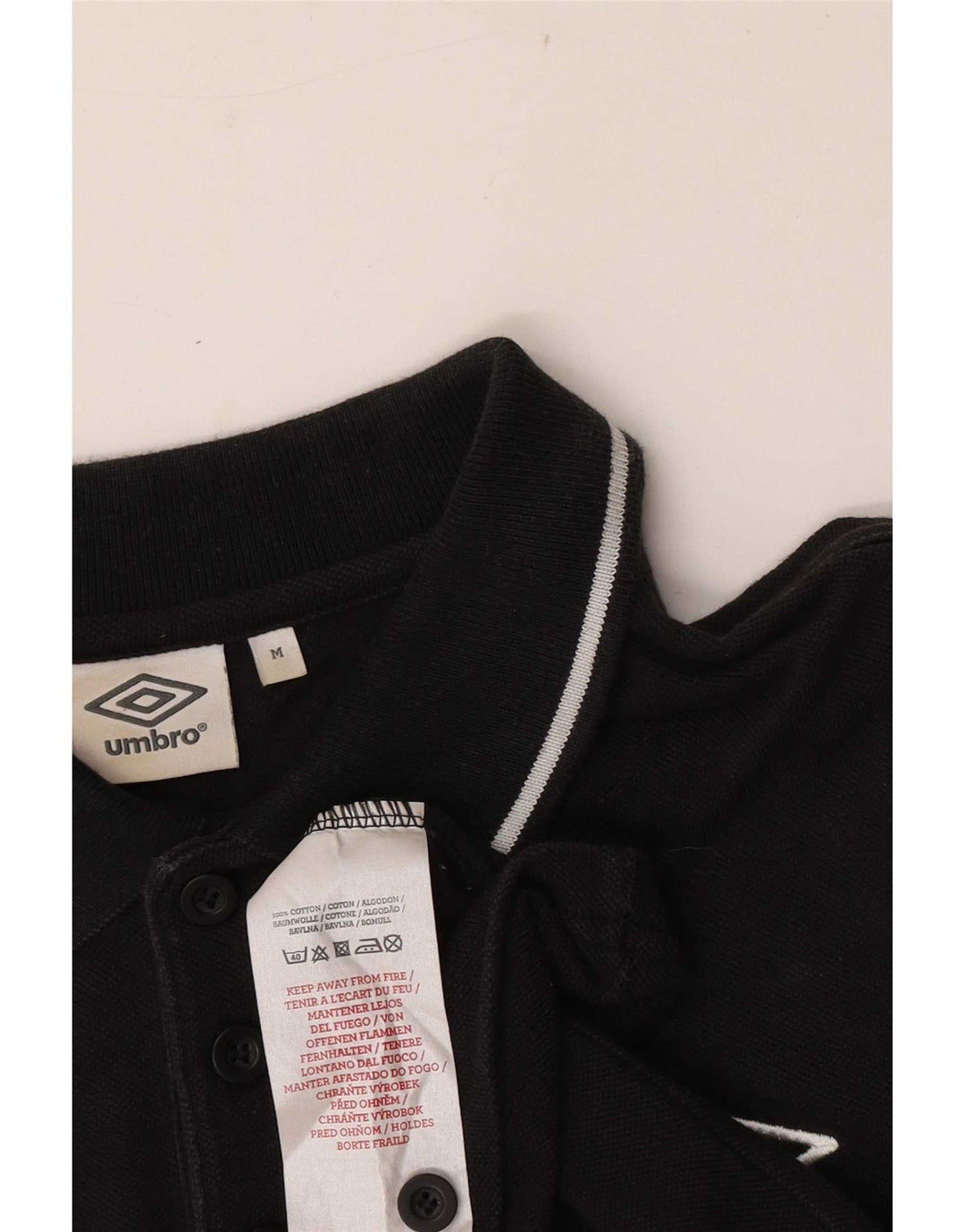 Umbro Mens Polo Shirt Medium Black Cotton