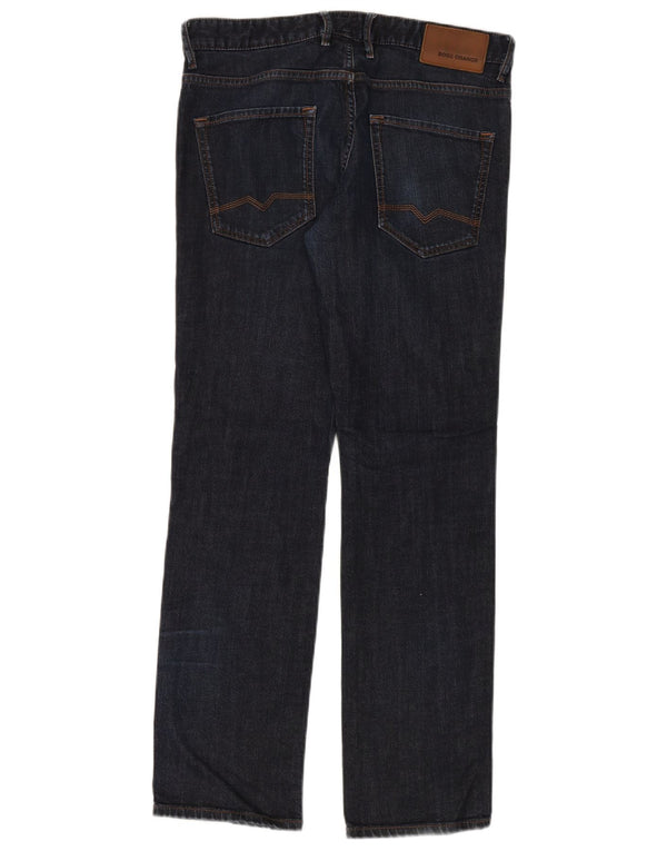 Hugo Boss Mens Straight Jeans W33 L32 Navy Blue Cotton