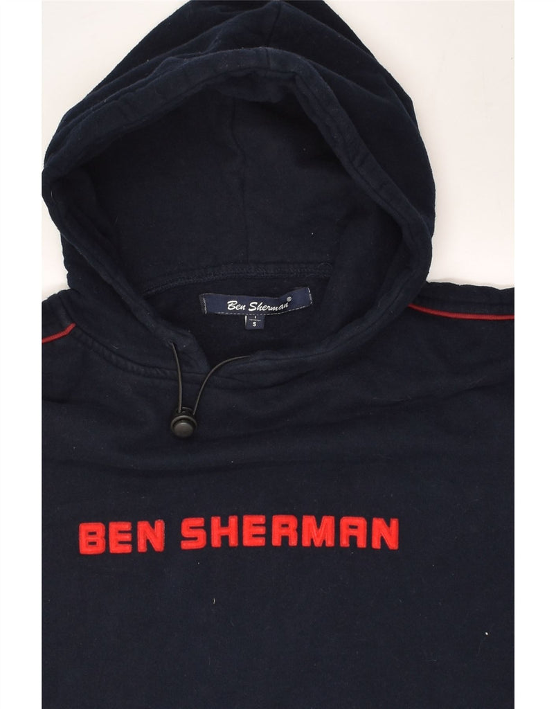 BEN SHERMAN Mens Graphic Hoodie Jumper Small Navy Blue Cotton | Vintage Ben Sherman | Thrift | Second-Hand Ben Sherman | Used Clothing | Messina Hembry 