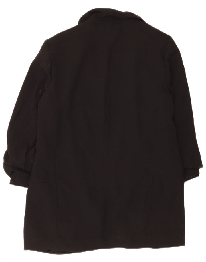 Zara Womens 3/4 Sleeve Open Blazer Jacket UK 14 Medium Black Polyester