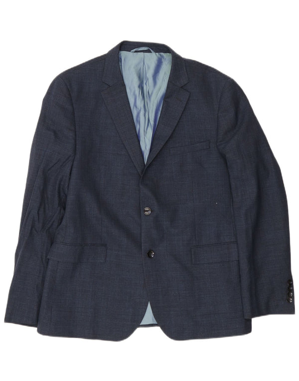 Dkny Mens 2 Button Slim Fit Blazer Jacket EU 54 2XL Navy Blue Wool