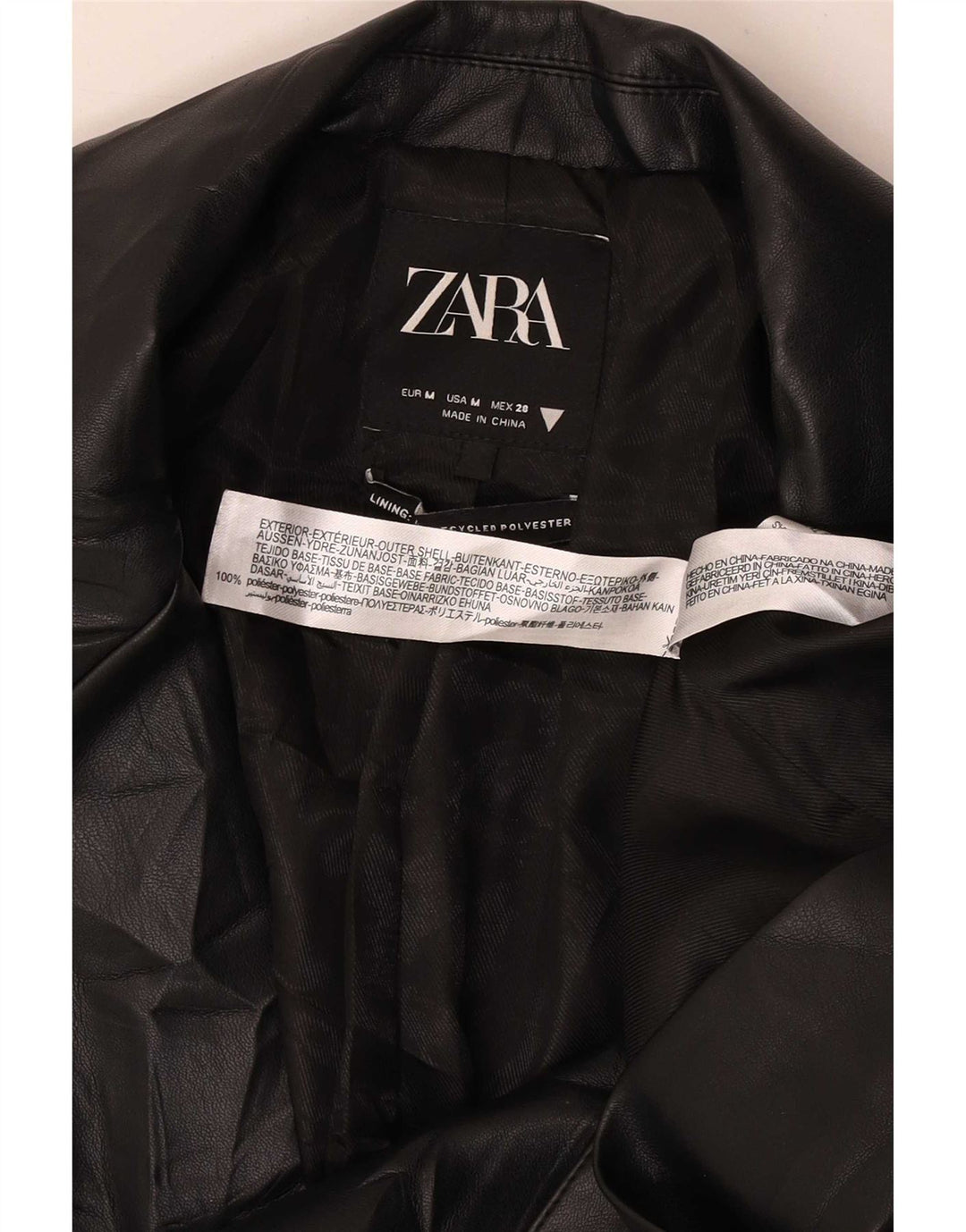 Zara Womens 2 Button Faux Leather Blazer Jacket UK 14 Medium Black Classic