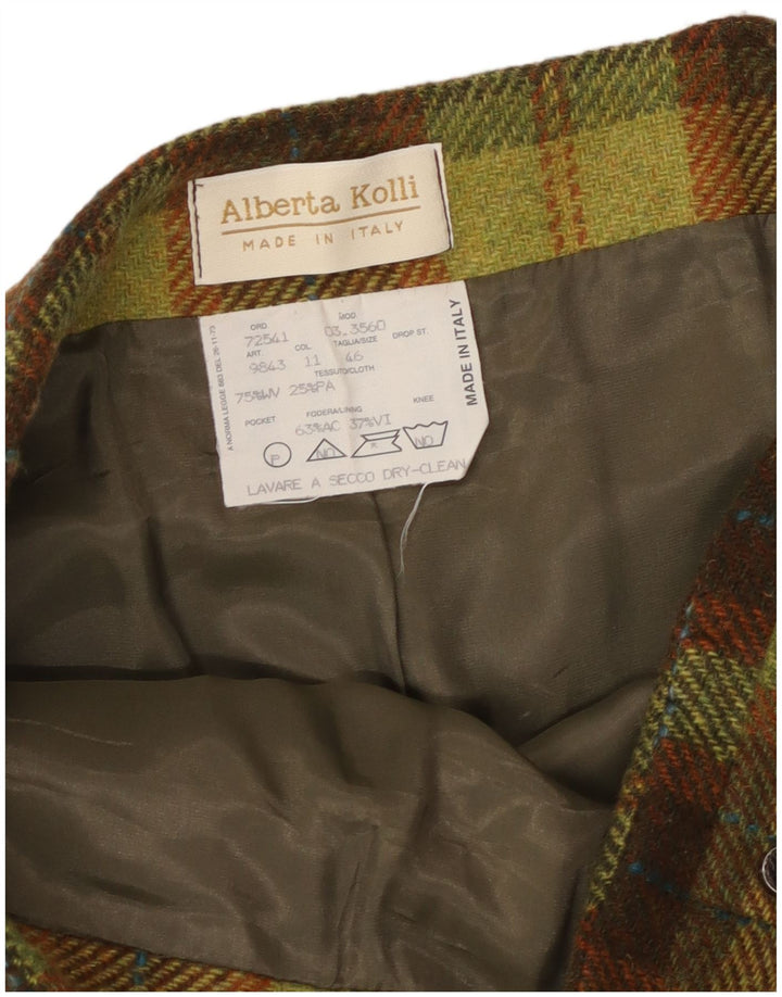 Vintage Womens A-Line Skirt IT 46 Large W32 Green Check Acrylic