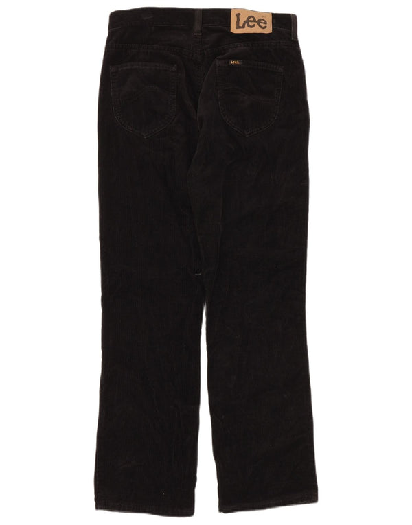 LEE Womens Straight High Waist Corduroy Trousers US 12 Large W29 L30 Black