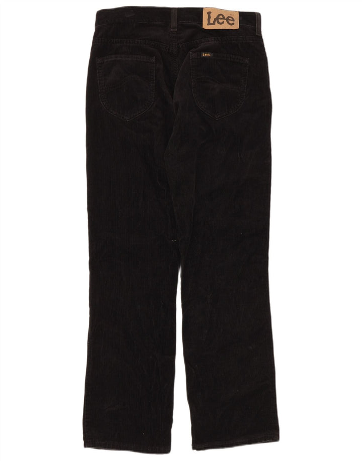 LEE Womens Straight High Waist Corduroy Trousers US 12 Large W29 L30 Black