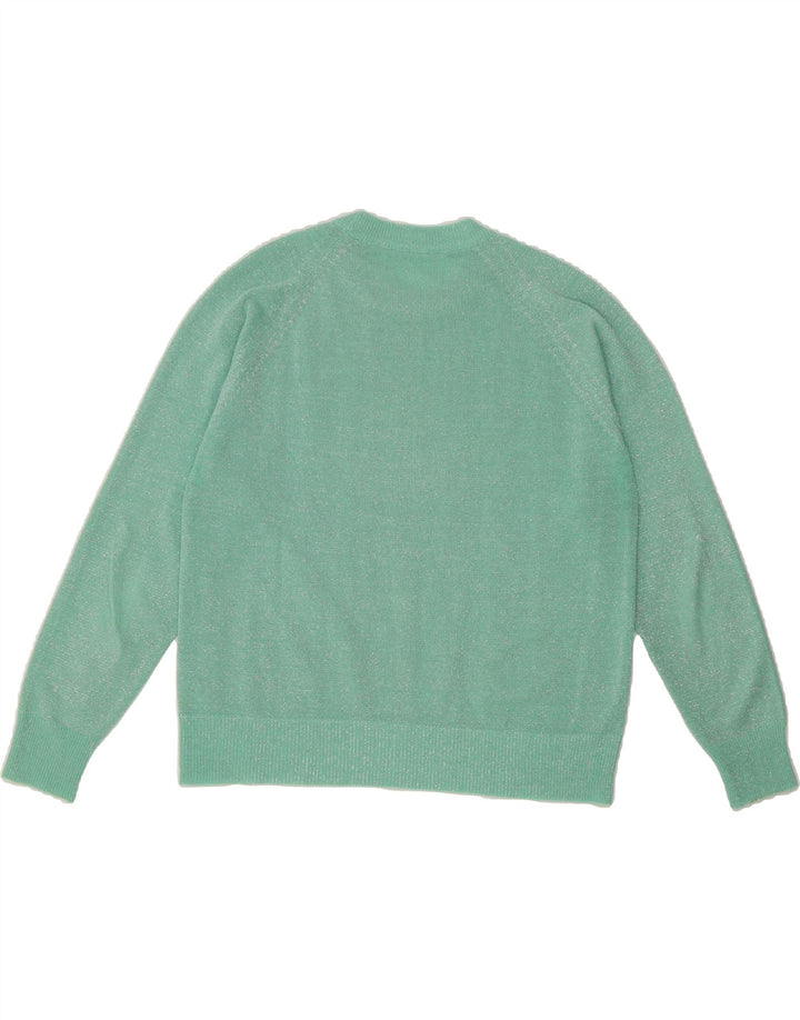 VINTAGE Womens Crew Neck Jumper Sweater UK 14 Medium Turquoise Flecked Vintage Vintage and Second-Hand Vintage from Messina Hembry 