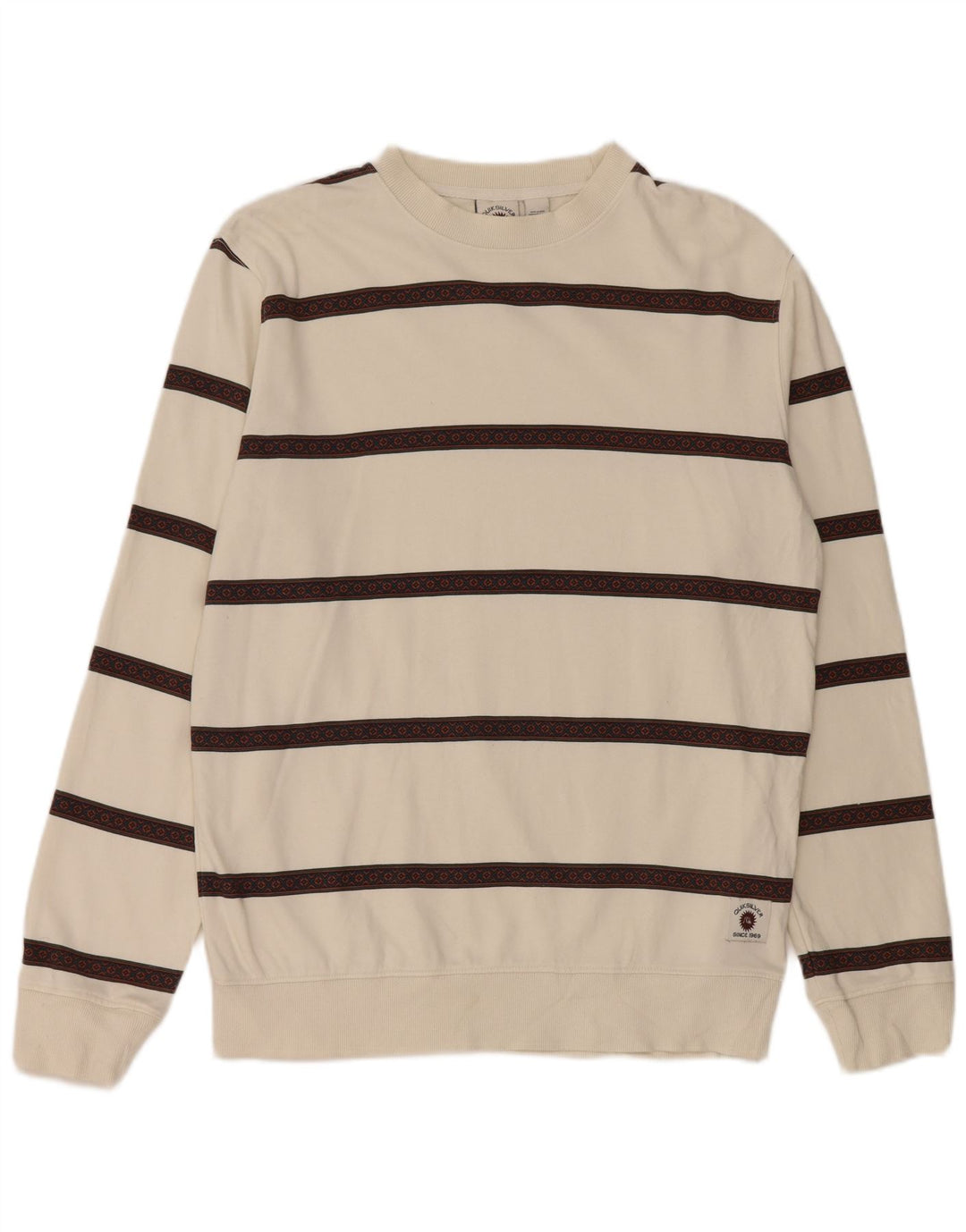 Quiksilver Mens Sweatshirt Jumper Medium White Striped Cotton