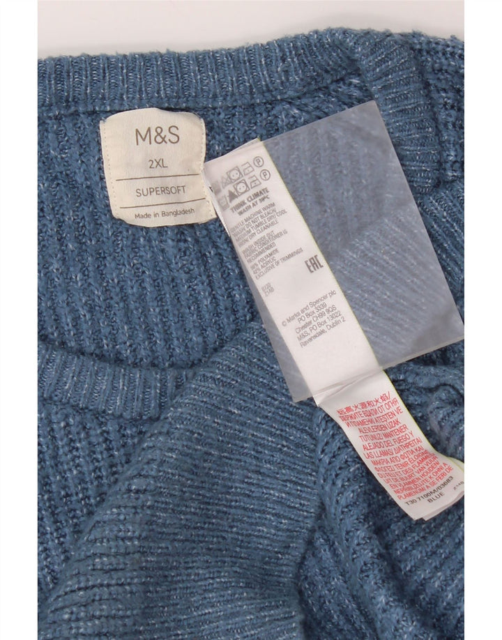 Marks & Spencer Mens Crew Neck Jumper Sweater 2XL Blue Polyamide