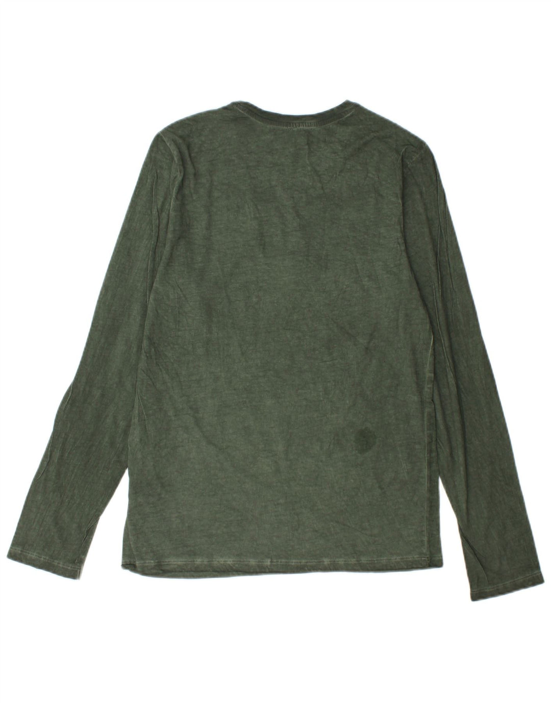 BENETTON Mens Graphic Top Long Sleeve Small Green Cotton