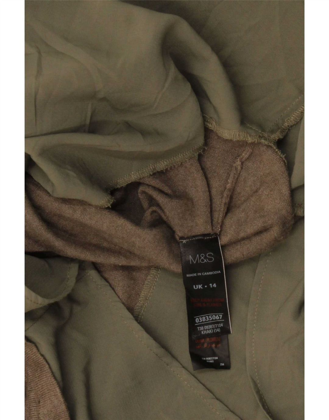 Marks & Spencer Womens Jumper Shirt UK 14 Large Khaki Viscose