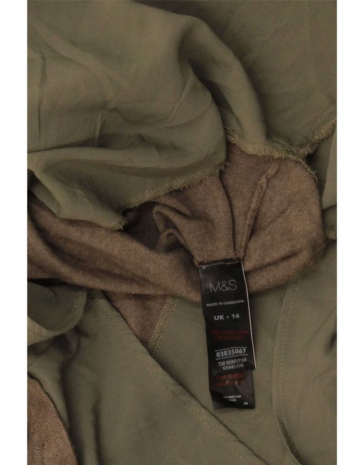 Marks & Spencer Womens Jumper Shirt UK 14 Large Khaki Viscose