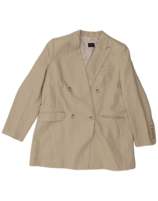 Marks & Spencer Womens Double Breasted Blazer Jacket UK 16 Large Beige