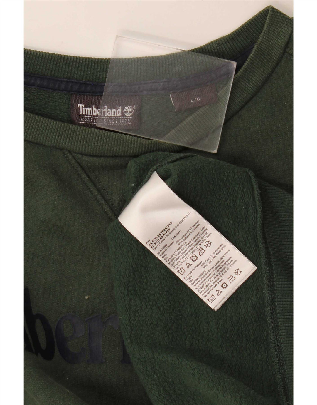 Timberland Mens Graphic Sweatshirt Jumper Large Green Cotton