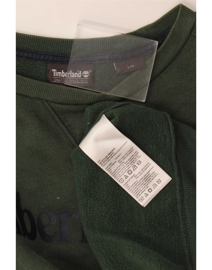 Timberland Mens Graphic Sweatshirt Jumper Large Green Cotton