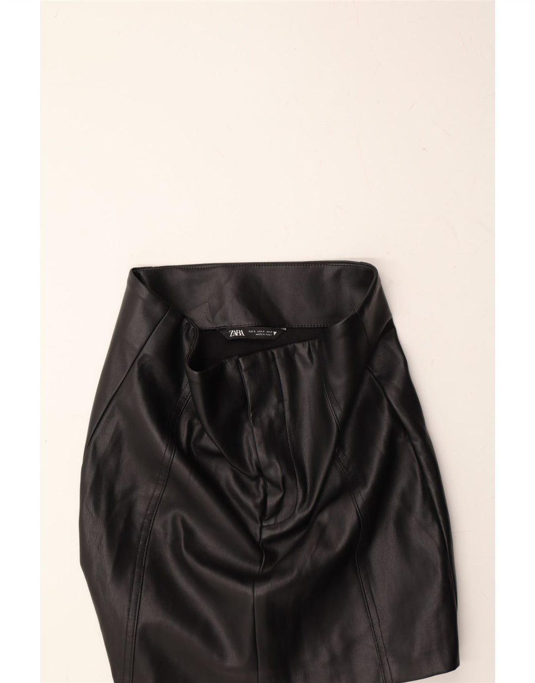 ZARA Womens Faux Leather Skirt Small W26  Black Polyurethane Vintage Zara and Second-Hand Zara from Messina Hembry 