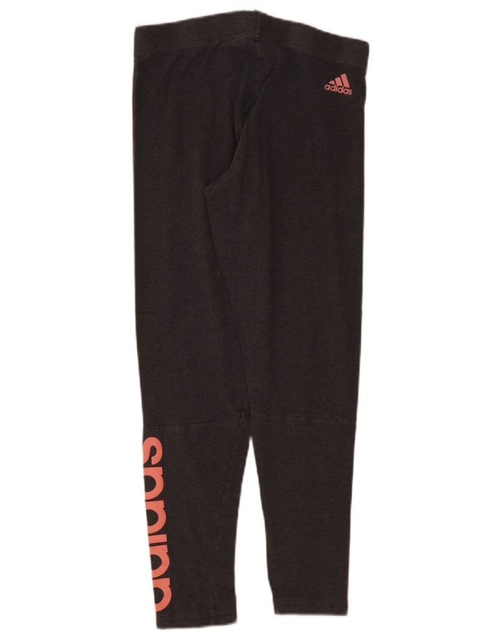 Adidas Womens Graphic Crop Leggings UK 12/14 Medium  Grey Cotton