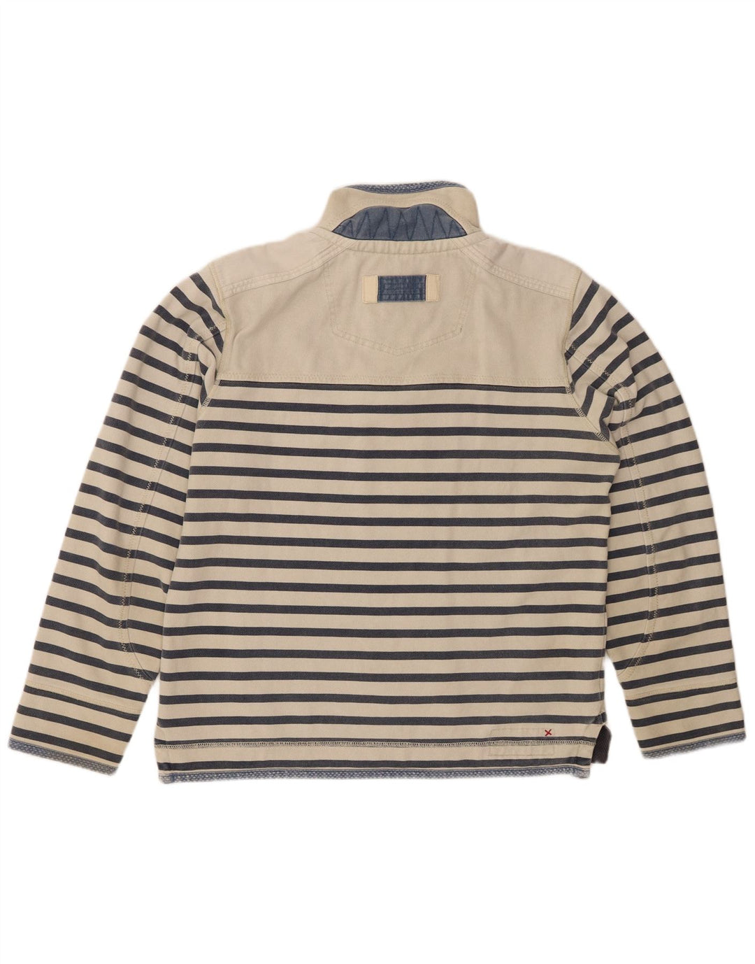 FAT FACE Mens Zip Neck Sweatshirt Jumper Small Off White Striped Cotton