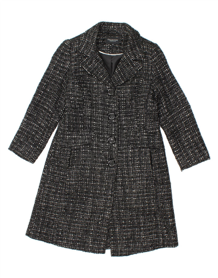 DEBENHAMS Womens Overcoat UK 14 Medium  Black Check Polyester Vintage Debenhams and Second-Hand Debenhams from Messina Hembry 