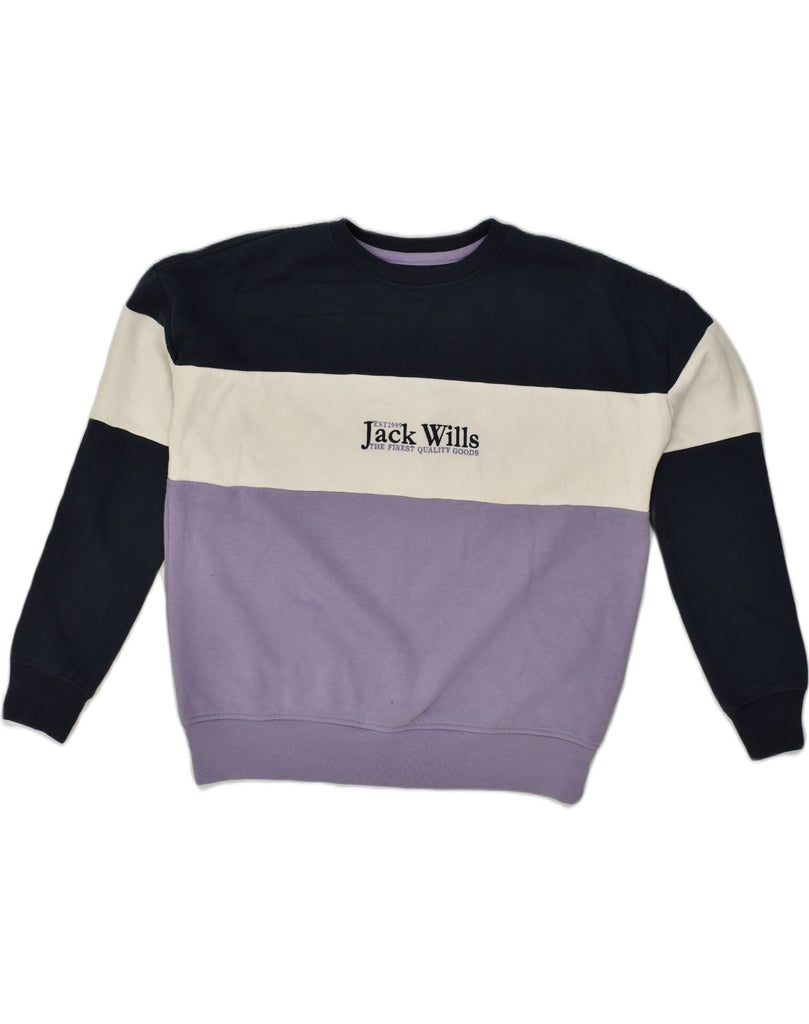 JACK WILLS Womens Graphic Sweatshirt Jumper UK 12 Medium  Purple | Vintage Jack Wills | Thrift | Second-Hand Jack Wills | Used Clothing | Messina Hembry 