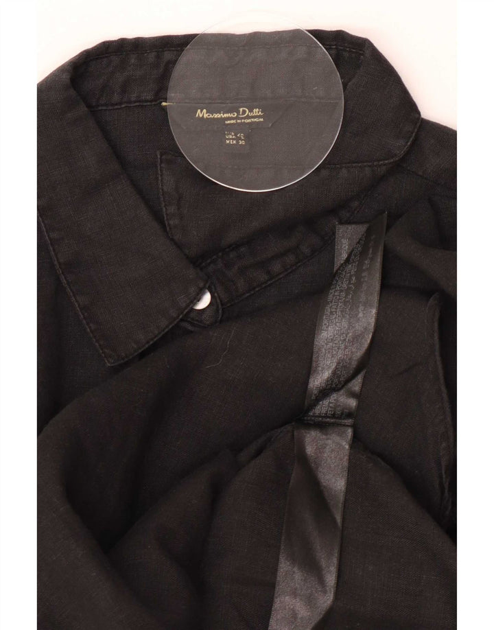 Massimo Dutti Womens Shirt EU 40 Medium Black Linen