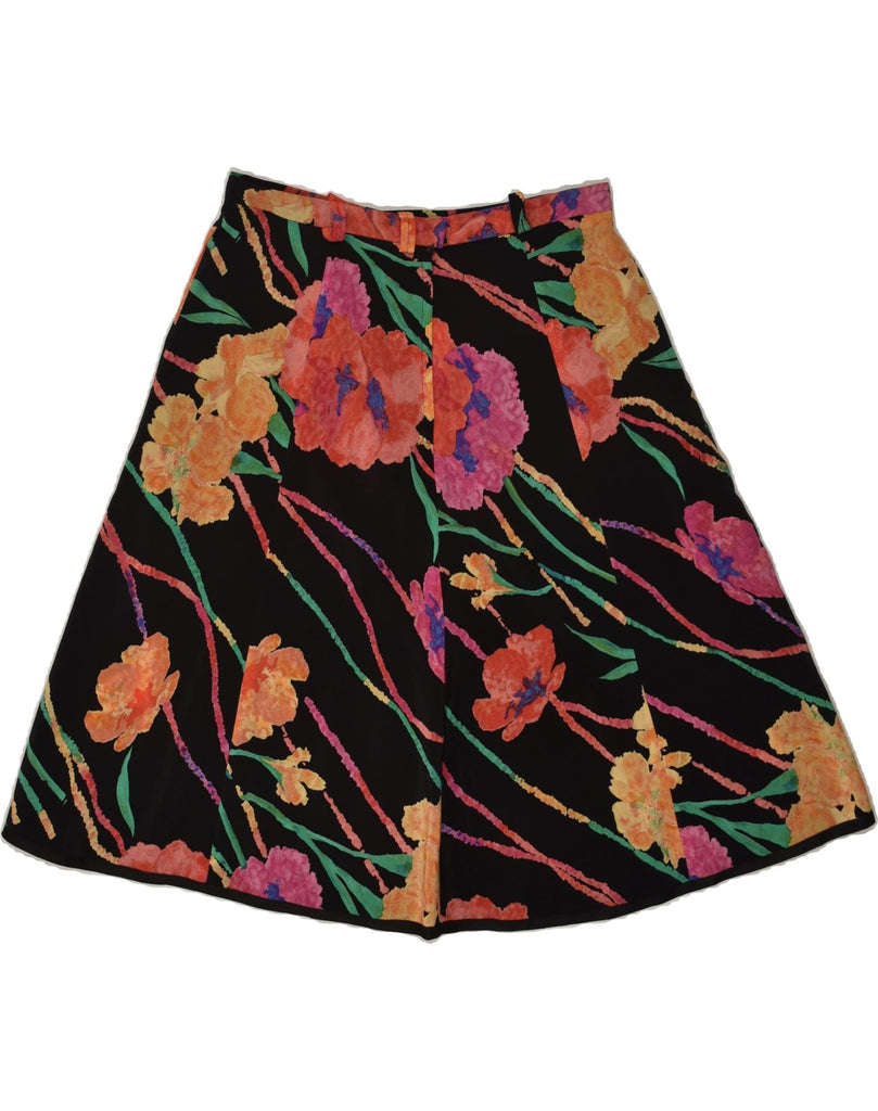 VINTAGE Womens A-Line Skirt W26 Small  Black Floral Viscose Vintage Vintage and Second-Hand Vintage from Messina Hembry 