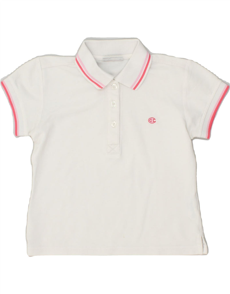 CHAMPION Girls Polo Shirt 7-8 Years Small White Cotton | Vintage Champion | Thrift | Second-Hand Champion | Used Clothing | Messina Hembry 