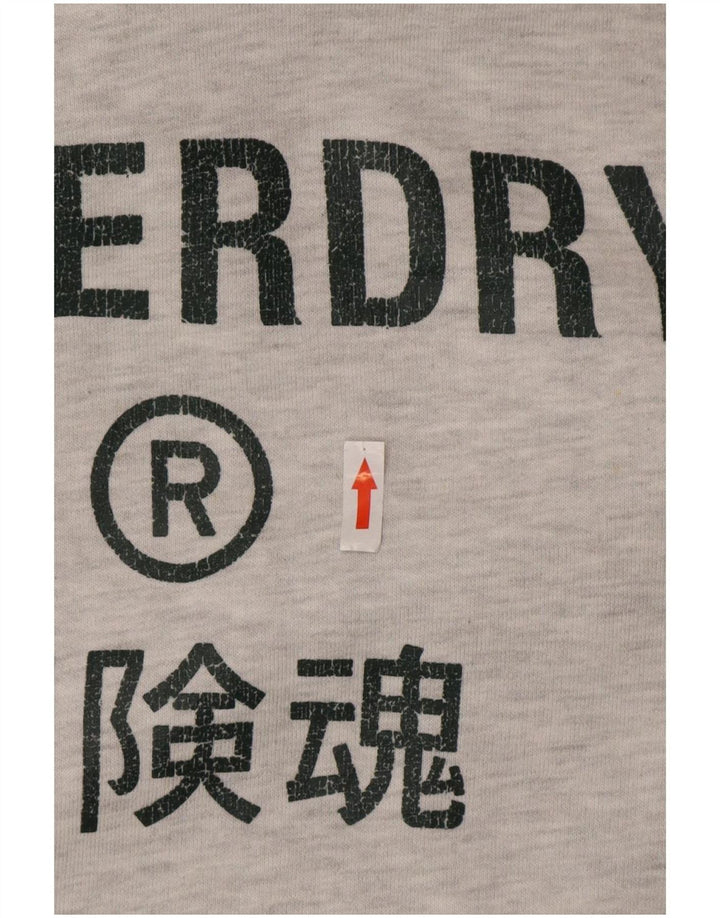 Superdry Mens Graphic Hoodie Jumper Medium Grey Cotton