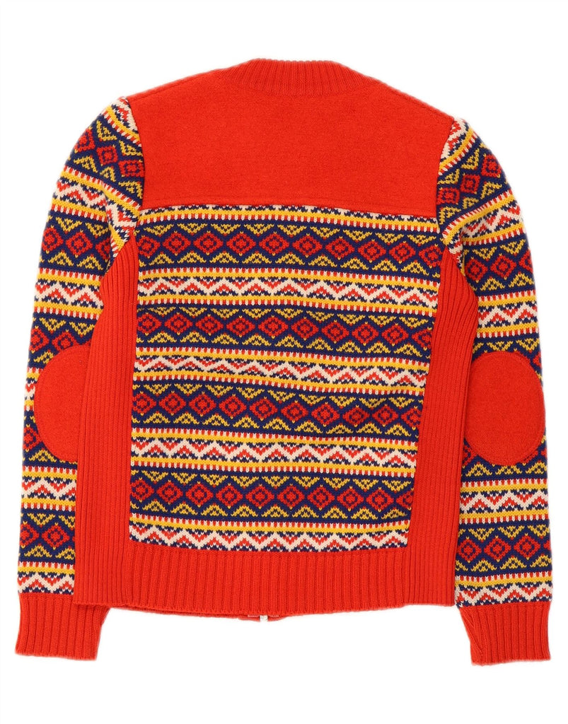 STAPF Womens Cardigan Sweater UK 8 Small Red Fair Isle Wool Vintage Stapf and Second-Hand Stapf from Messina Hembry 