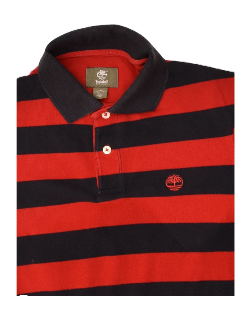 TIMBERLAND Mens Polo Shirt Small Red Striped Cotton | Vintage Timberland | Thrift | Second-Hand Timberland | Used Clothing | Messina Hembry 