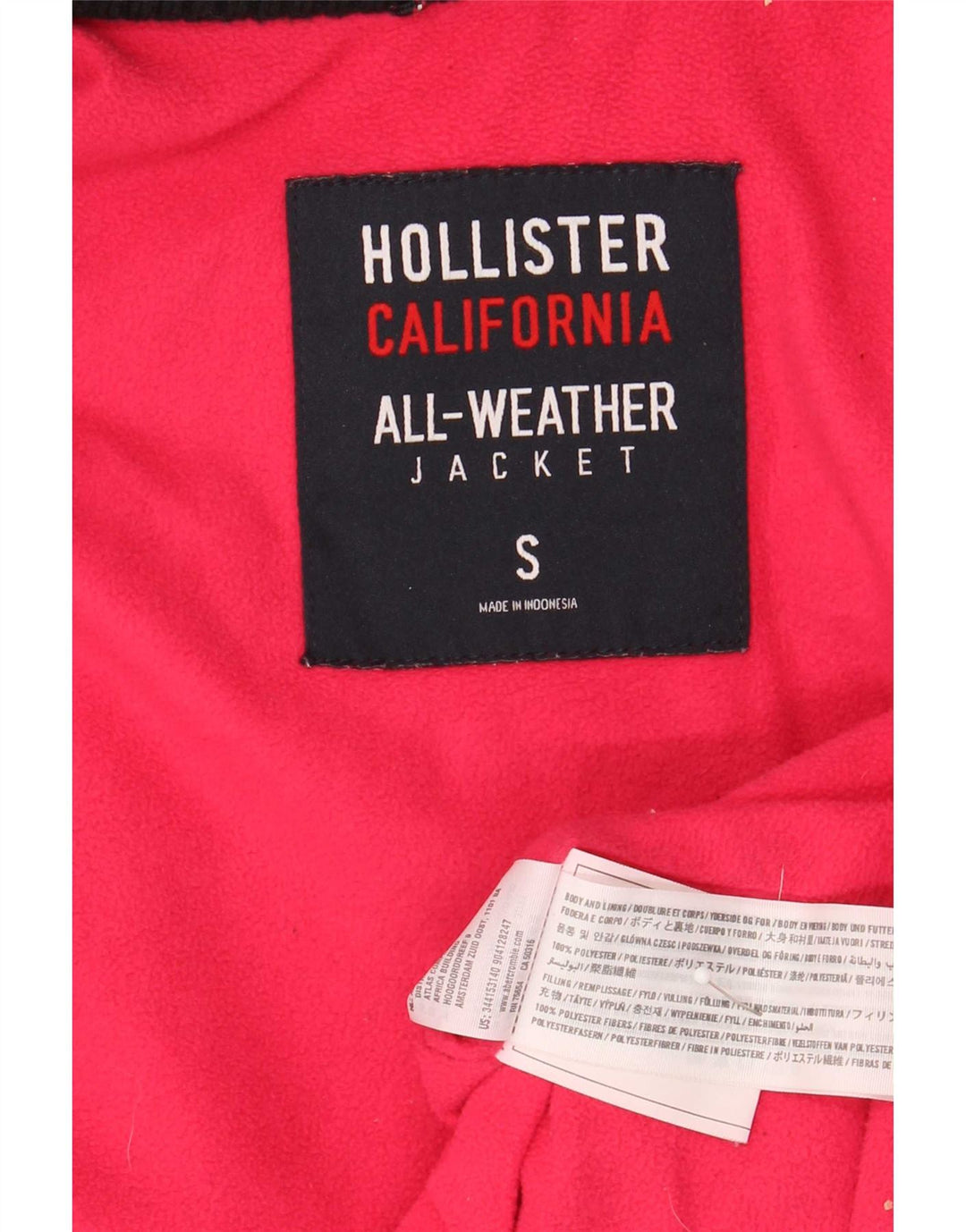 Hollister Womens Hooded Windbreaker Jacket UK 10 Small Navy Blue Polyester