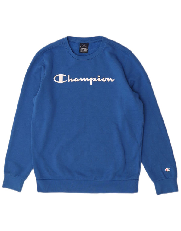 Champion Boys Graphic Sweatshirt Jumper 13-14 Years XL Blue Cotton