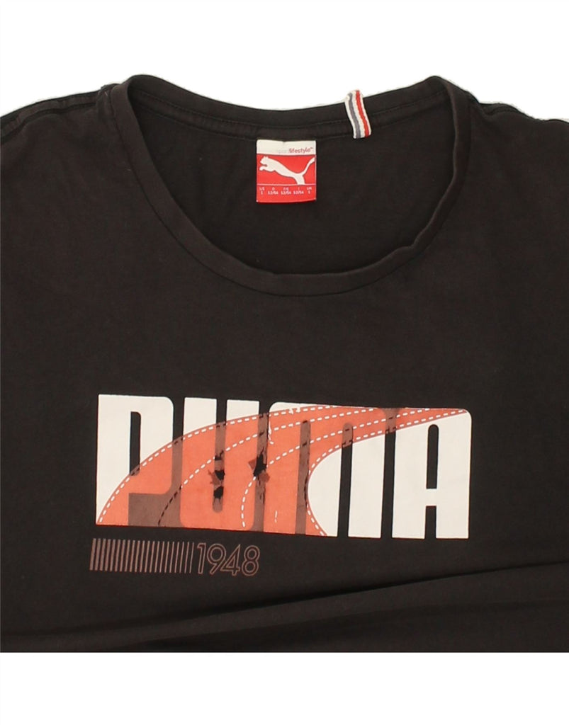 PUMA Mens Graphic T-Shirt Top Large Black | Vintage Puma | Thrift | Second-Hand Puma | Used Clothing | Messina Hembry 