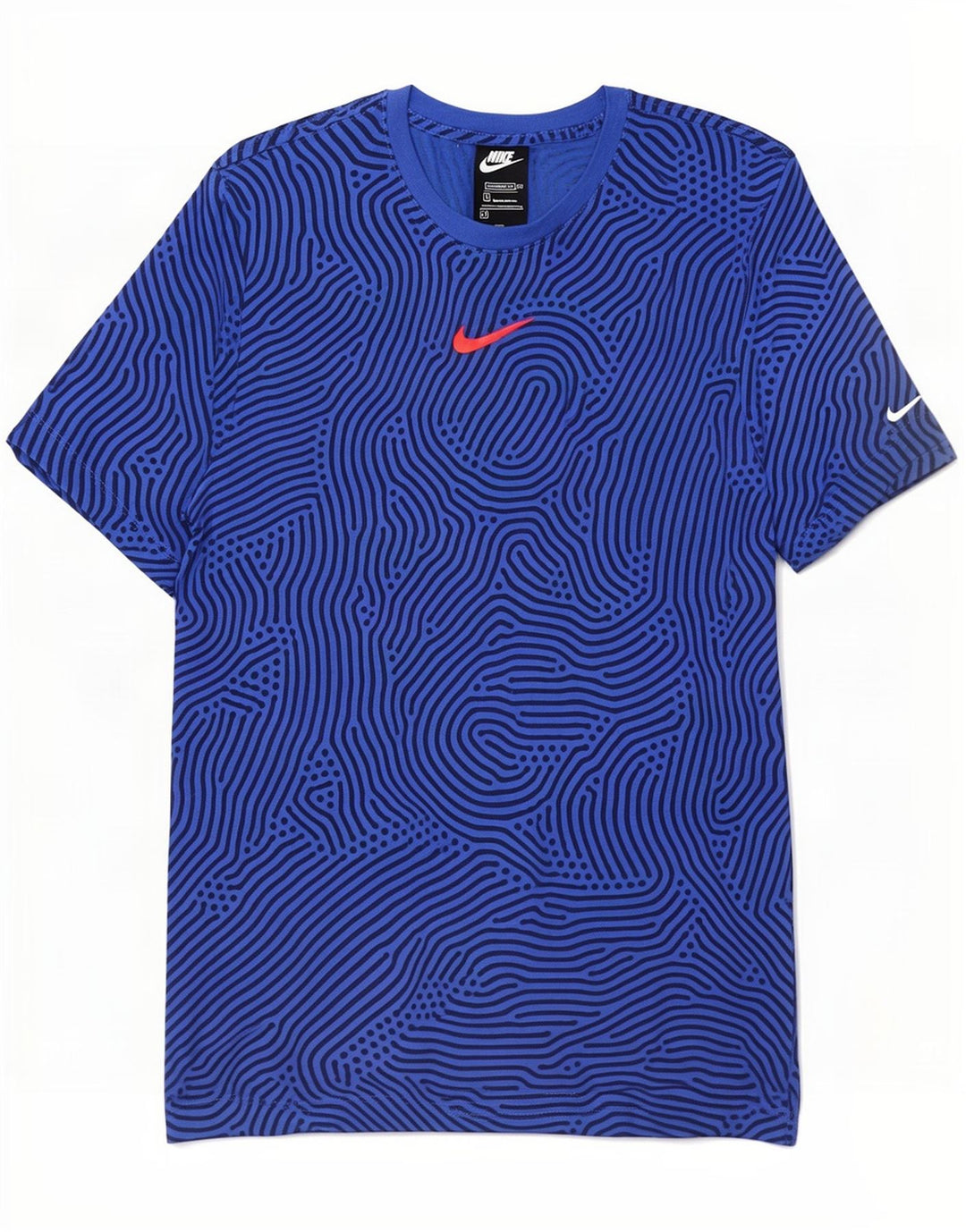 Nike Mens Standard Fit T-Shirt Top Medium Blue Geometric Cotton