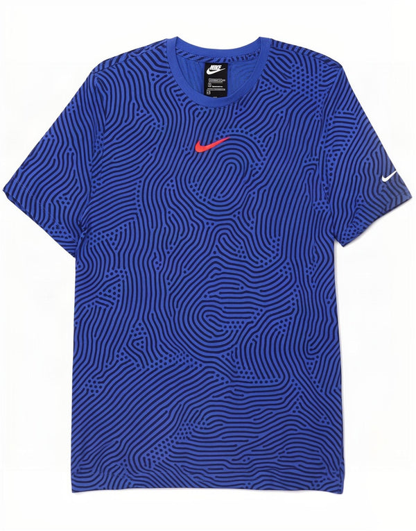 Nike Mens Standard Fit T-Shirt Top Medium Blue Geometric Cotton