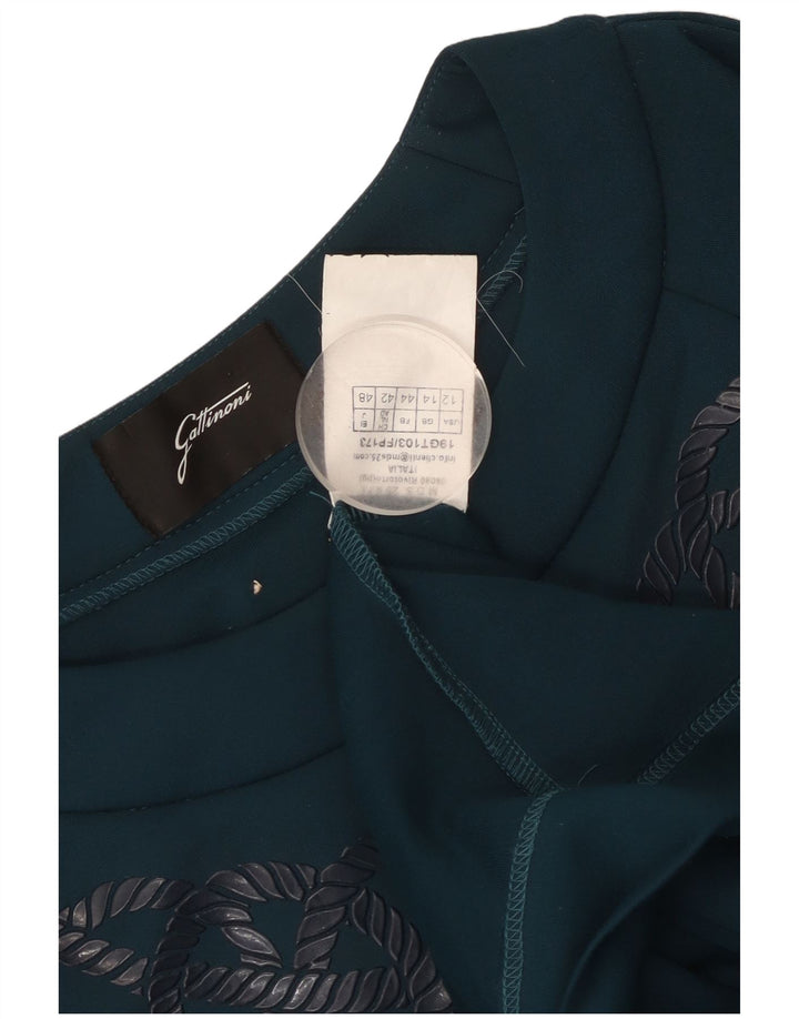 GATTINONI Womens Graphic Sweatshirt Jumper UK 14 Large Blue Polyester