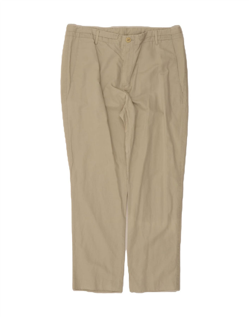 MASSIMO DUTTI Mens Straight Chino Trousers EU 44 Large W36 L28 Beige Vintage Massimo Dutti and Second-Hand Massimo Dutti from Messina Hembry 
