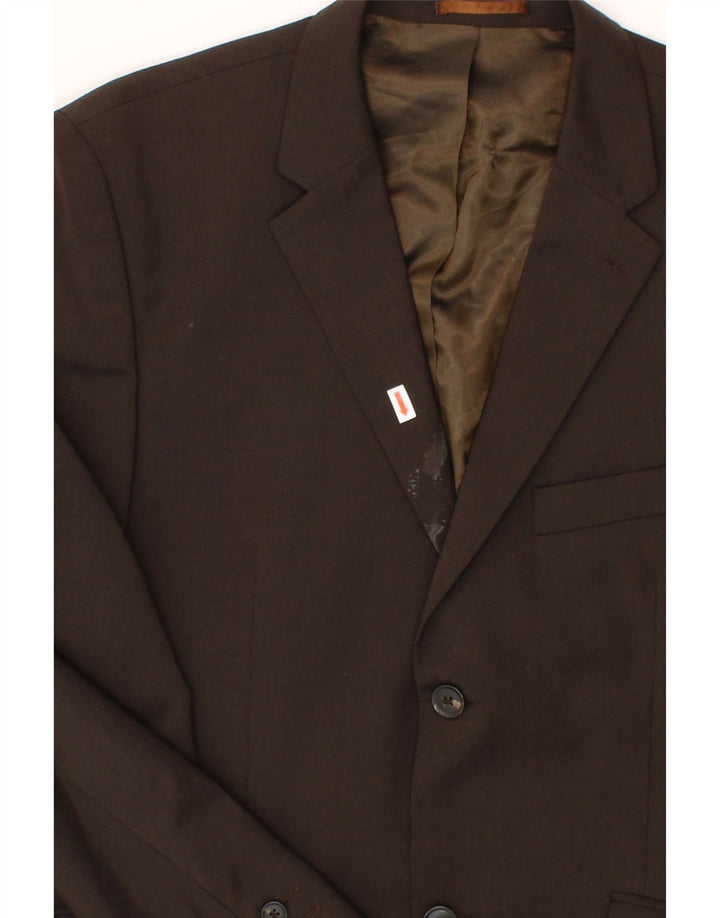 JEFF BANKS Mens 2 Button Blazer Jacket EU 50 Large Brown Polyester Vintage Jeff Banks and Second-Hand Jeff Banks from Messina Hembry 