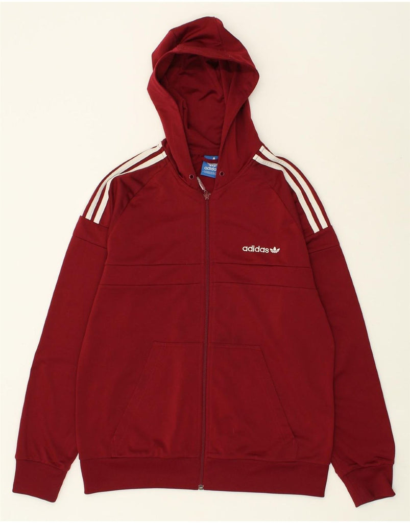 ADIDAS Mens Zip Hoodie Sweater Medium Burgundy Polyester | Vintage Adidas | Thrift | Second-Hand Adidas | Used Clothing | Messina Hembry 