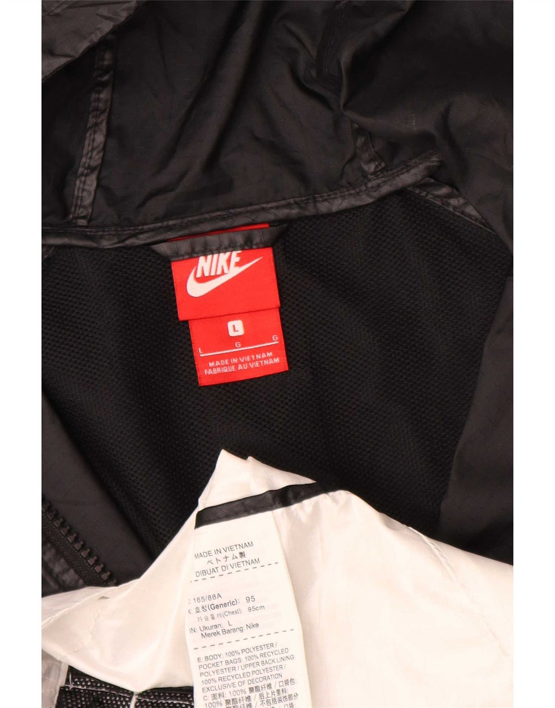 Nike Womens Hooded Rain Jacket UK 16 Large Black Colourblock Polyester