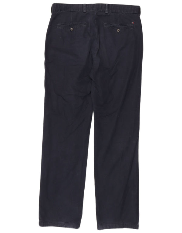 TOMMY HILFIGER Mens Straight Chino Trousers W34 L34  Navy Blue Cotton