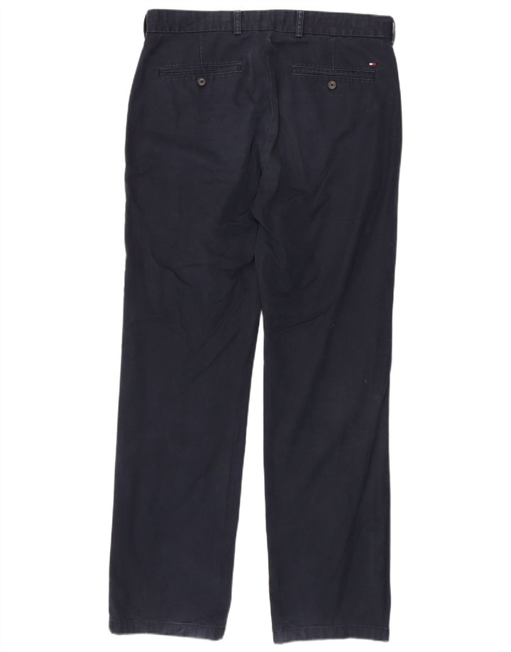 TOMMY HILFIGER Mens Straight Chino Trousers W34 L34  Navy Blue Cotton