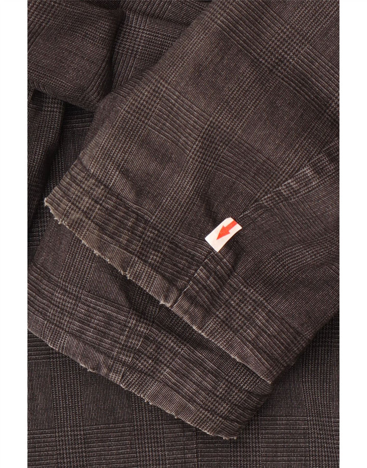 Fred Perry Mens Overcoat UK 38 Medium Grey Check Cotton