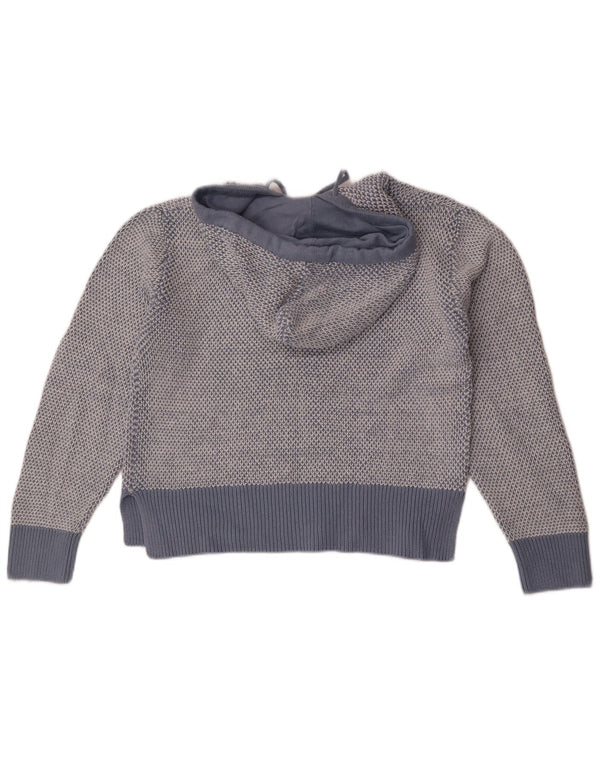 Saltrock Womens Hooded Jumper Sweater UK 14 Medium Blue Flecked Cotton
