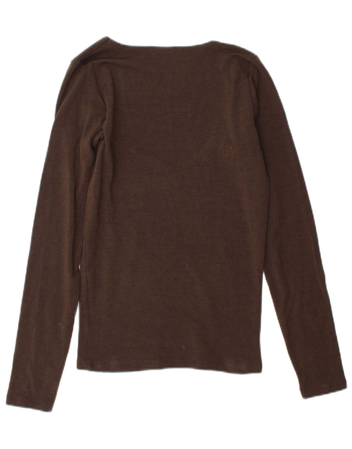 Roccobarocco Womens Graphic Top Long Sleeve UK 12 Medium Brown