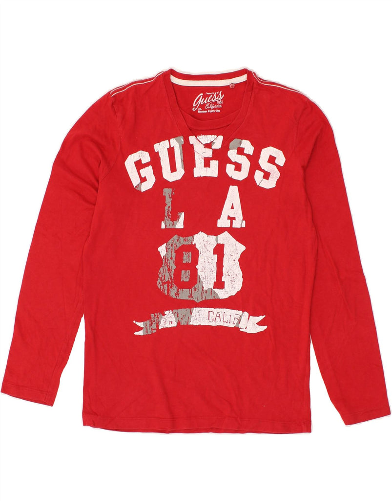 GUESS Boys Graphic Top Long Sleeve 8-9 Years Red Cotton | Vintage Guess | Thrift | Second-Hand Guess | Used Clothing | Messina Hembry 