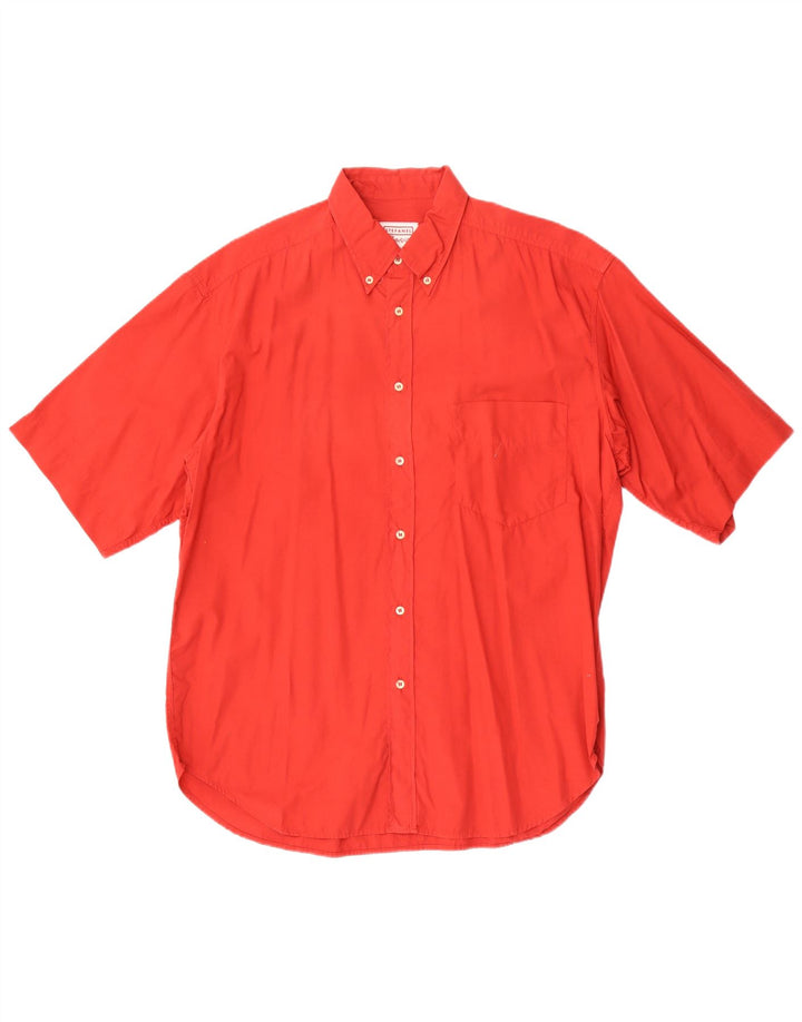 Stefanel Mens Short Sleeve Shirt Medium Red Cotton