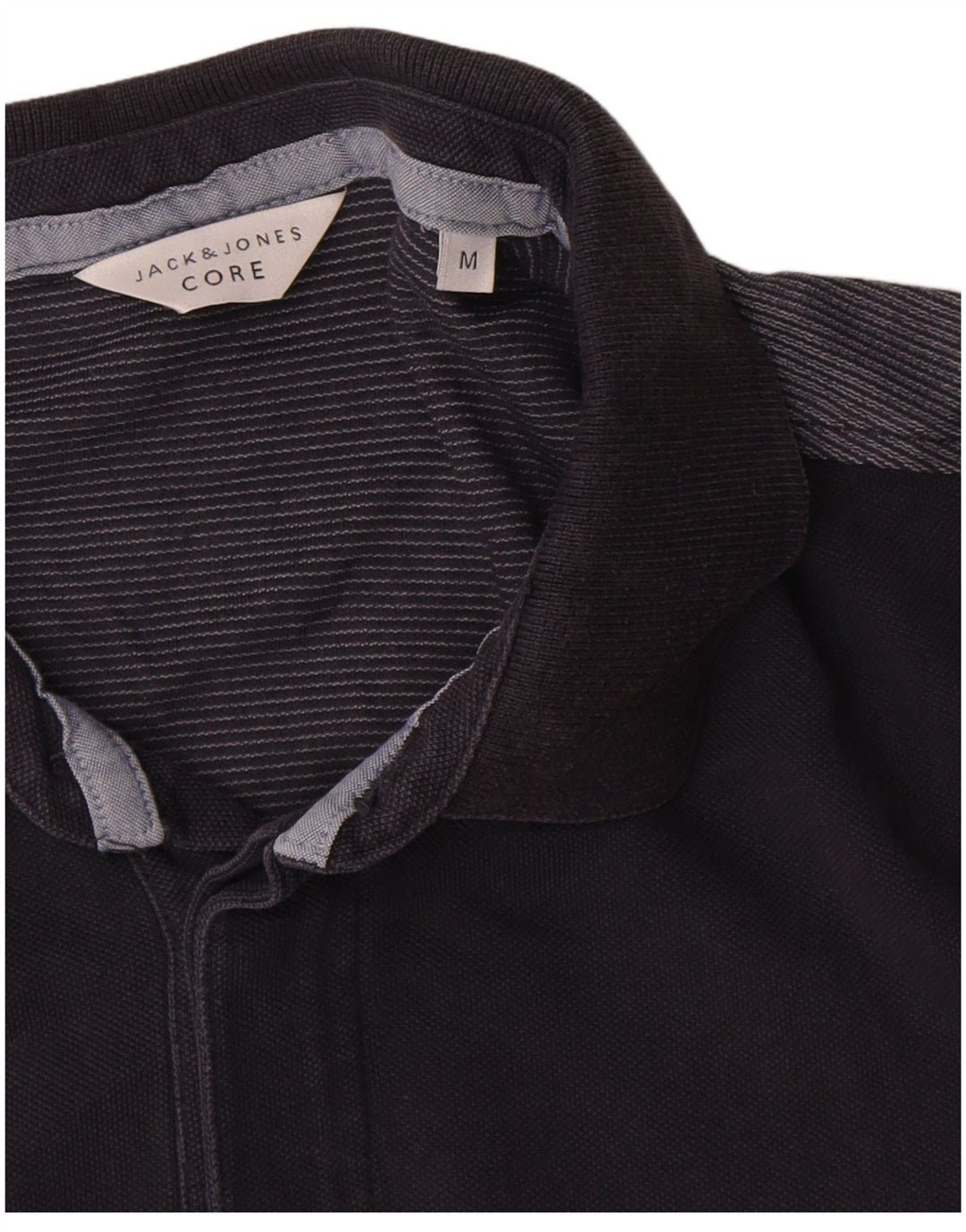 Jack & Jones Mens Polo Shirt Medium Navy Blue Colourblock Cotton