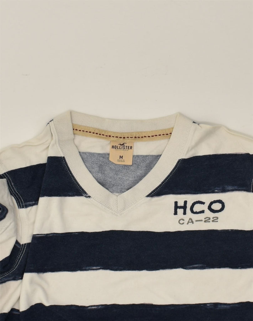 HOLLISTER Mens Polo Shirt Medium Navy Blue Striped Cotton | Vintage Hollister | Thrift | Second-Hand Hollister | Used Clothing | Messina Hembry 