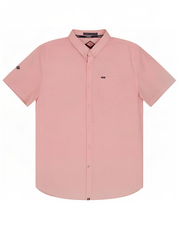 Superdry Mens Short Sleeve Shirt 2XL Pink Pinstripe Cotton